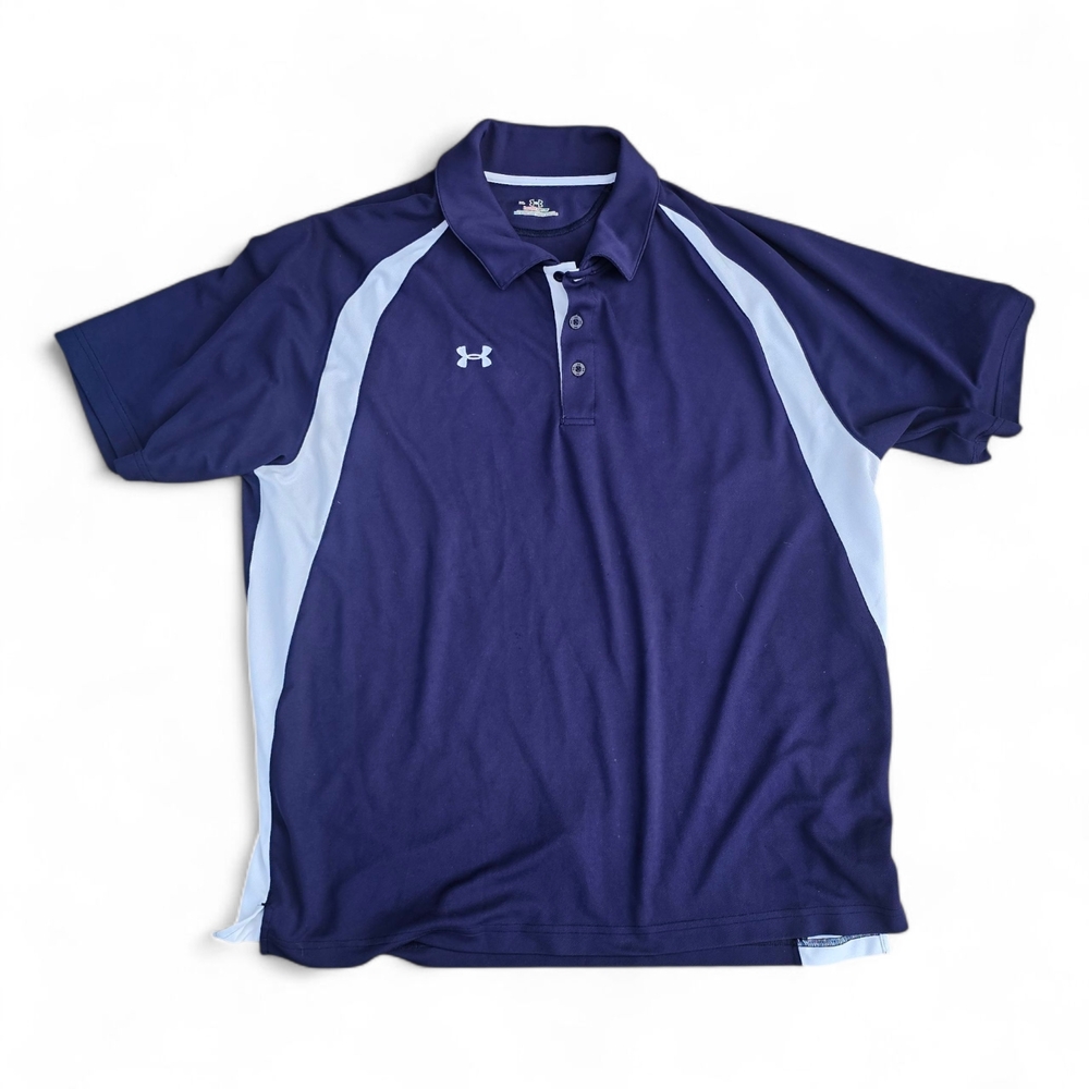 Under Armour Men's Dark Blue and Light Gray Polo